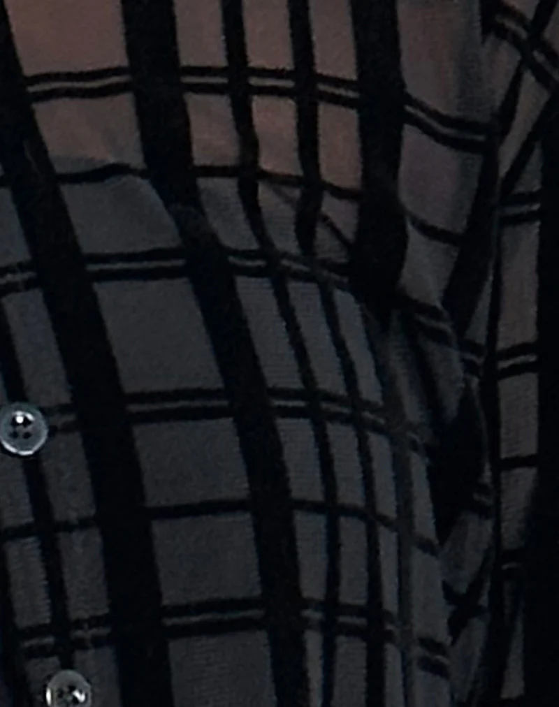 Kahula Shirt in Tonal Check Flock Black - Image 6