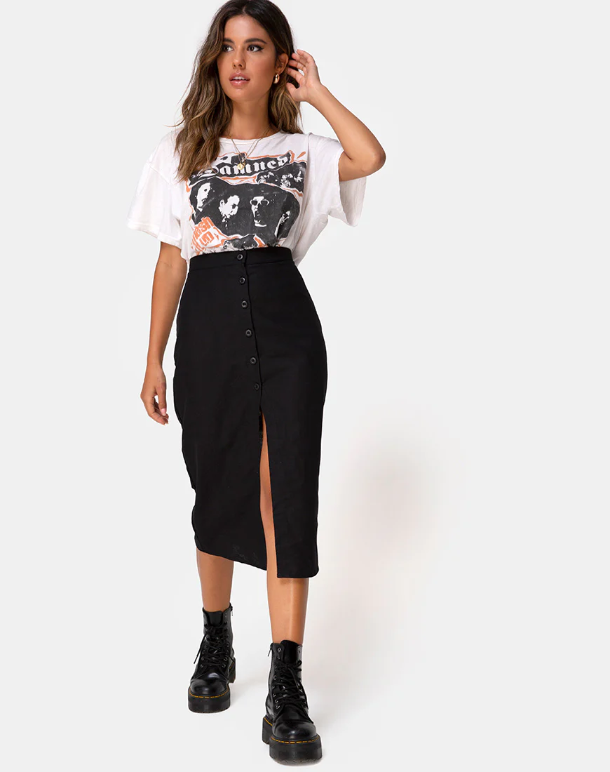 Kaisa Midi Skirt in Black - Image 3