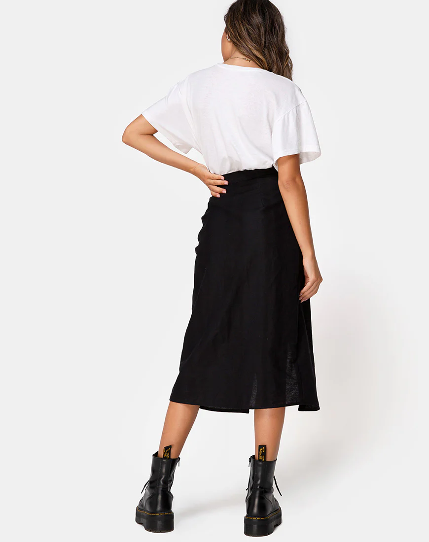 Kaisa Midi Skirt in Black - Image 4