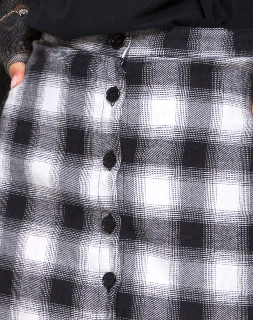Kaisa Midi Skirt in Plaid Black and White - Image 5