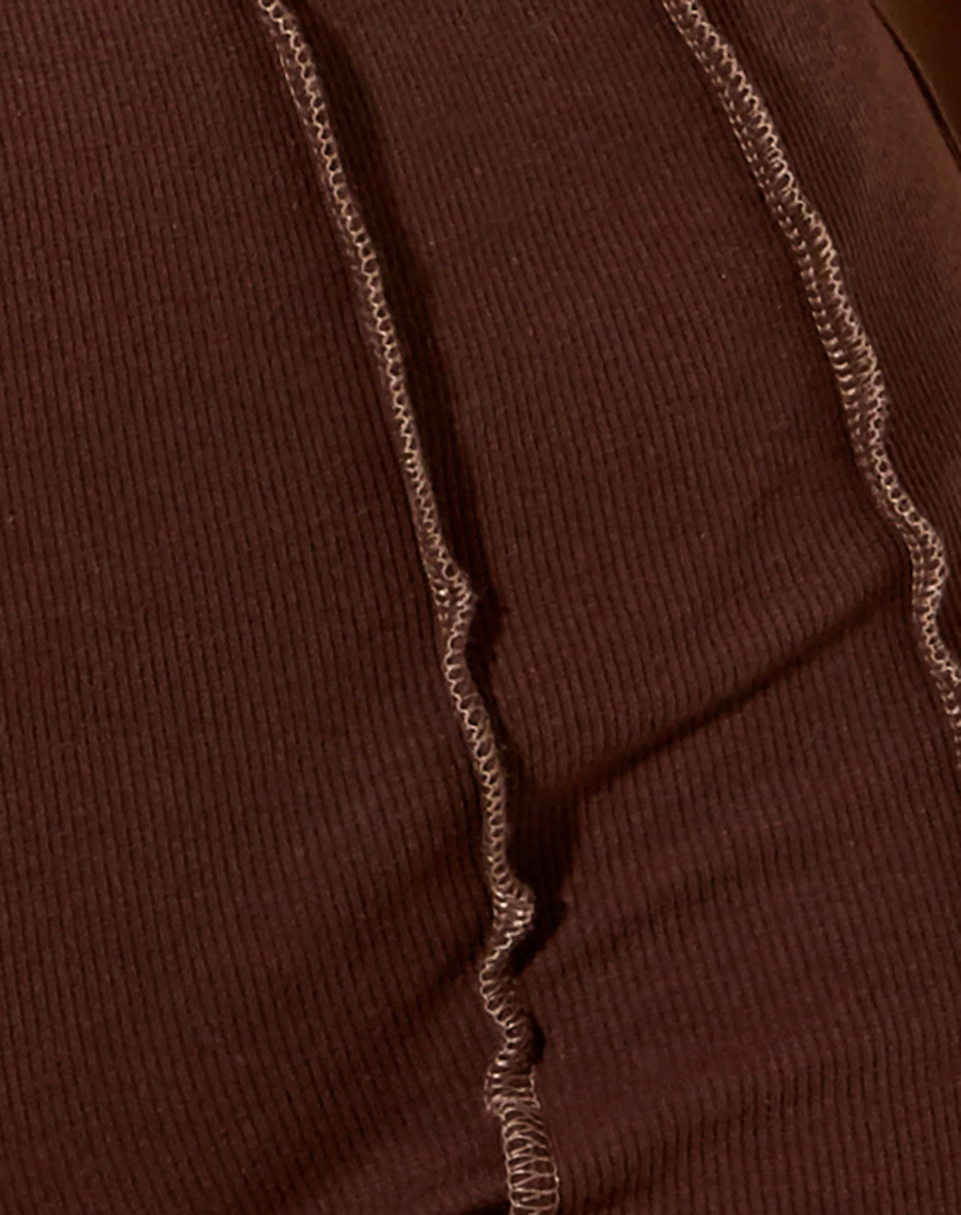 Kala Shorts in Rib Deep Mahogany with Brown Stitching - Image 7