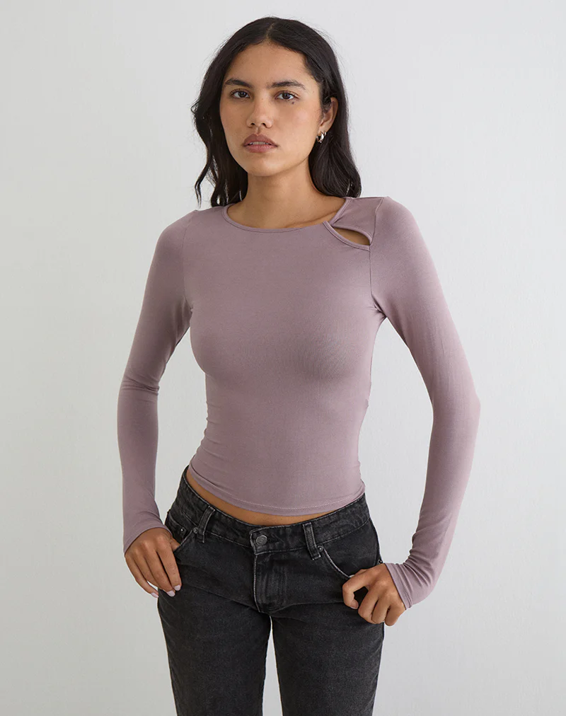 Kalais Long Sleeve Twisted Top in Dusty Mauve - Image 5