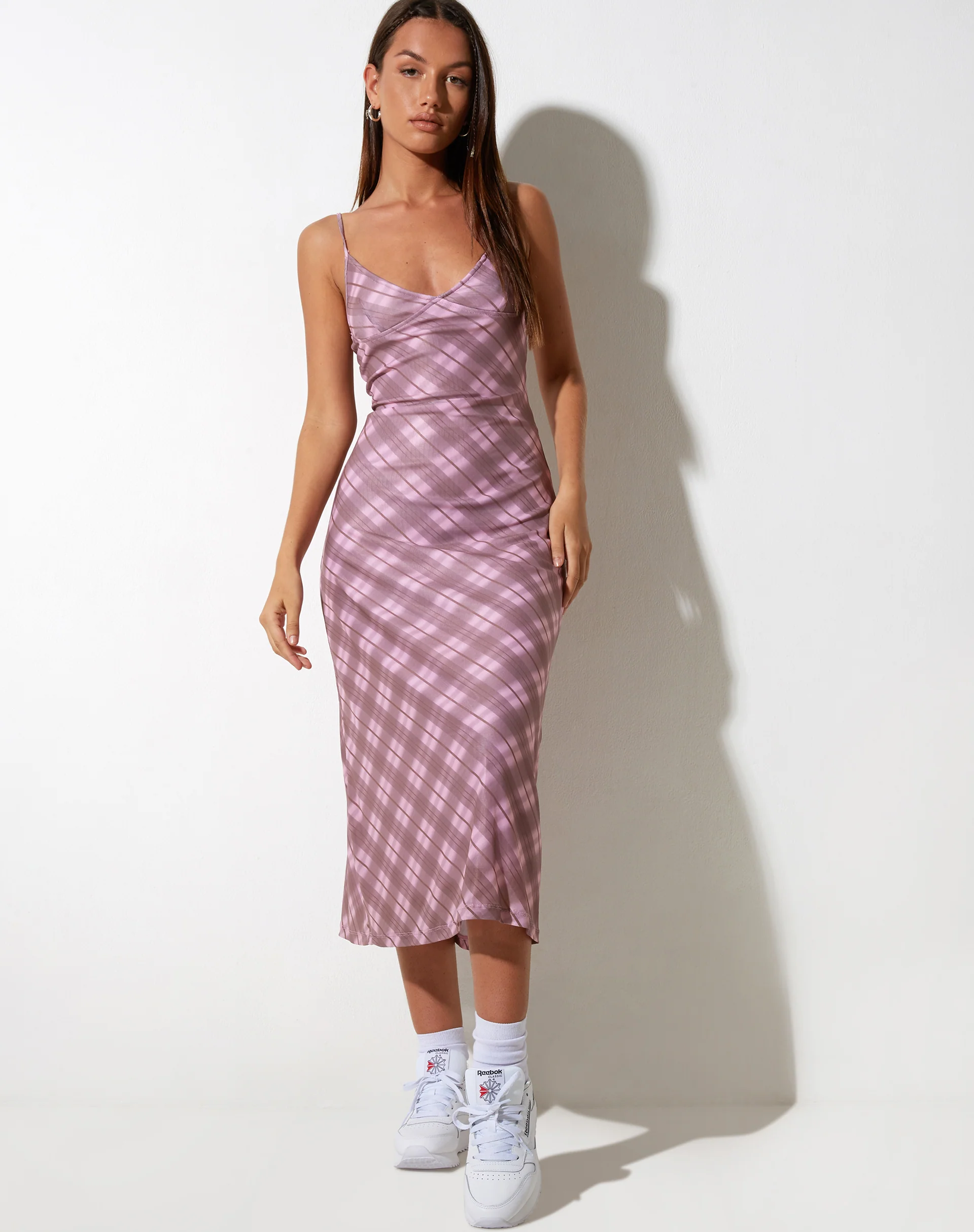 Kalana Midi Dress in Pink Blurred Check - Image 3