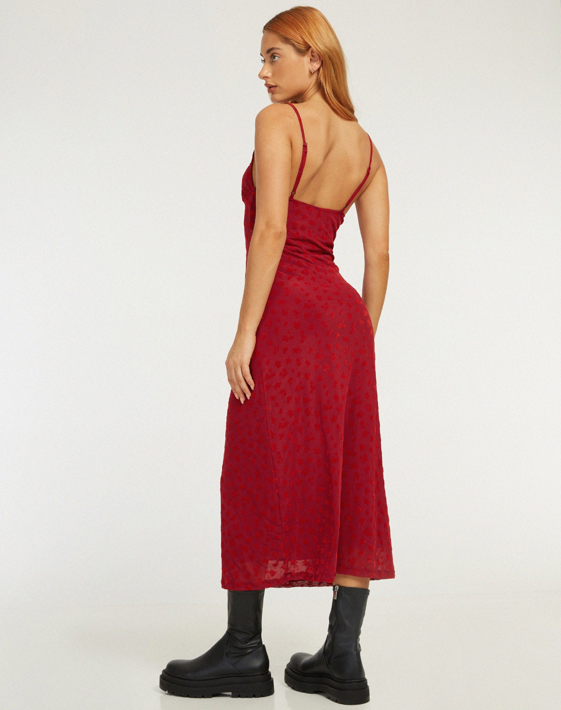 Kalana Midi Dress in Red Flock Mesh - Image 2