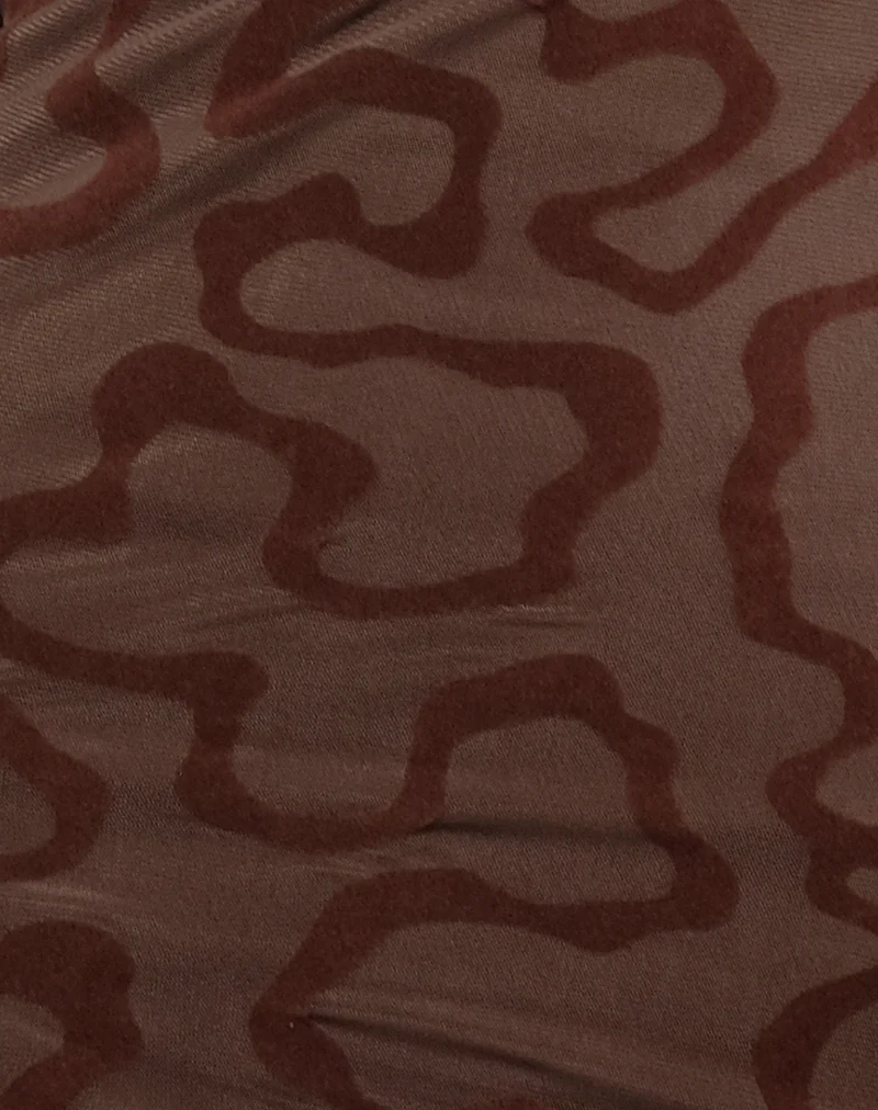Kalana Maxi Dress in Brown Swirl Flock - Image 6