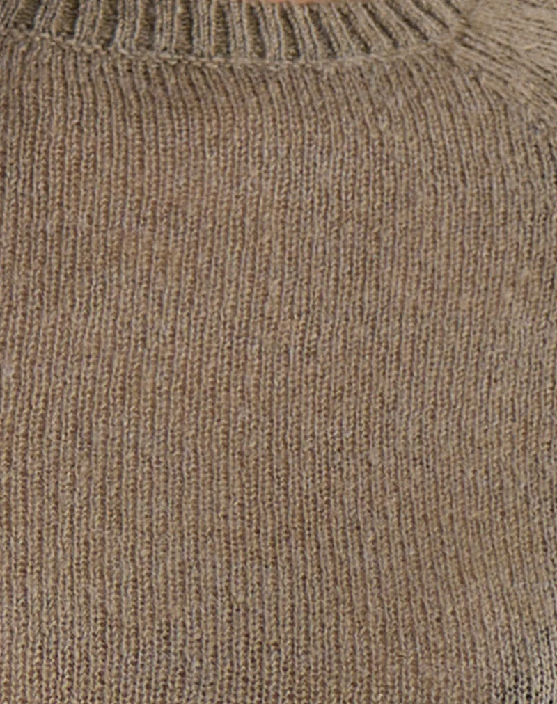 Kaleo Roll Edge Jumper in Knit Khaki - Image 6