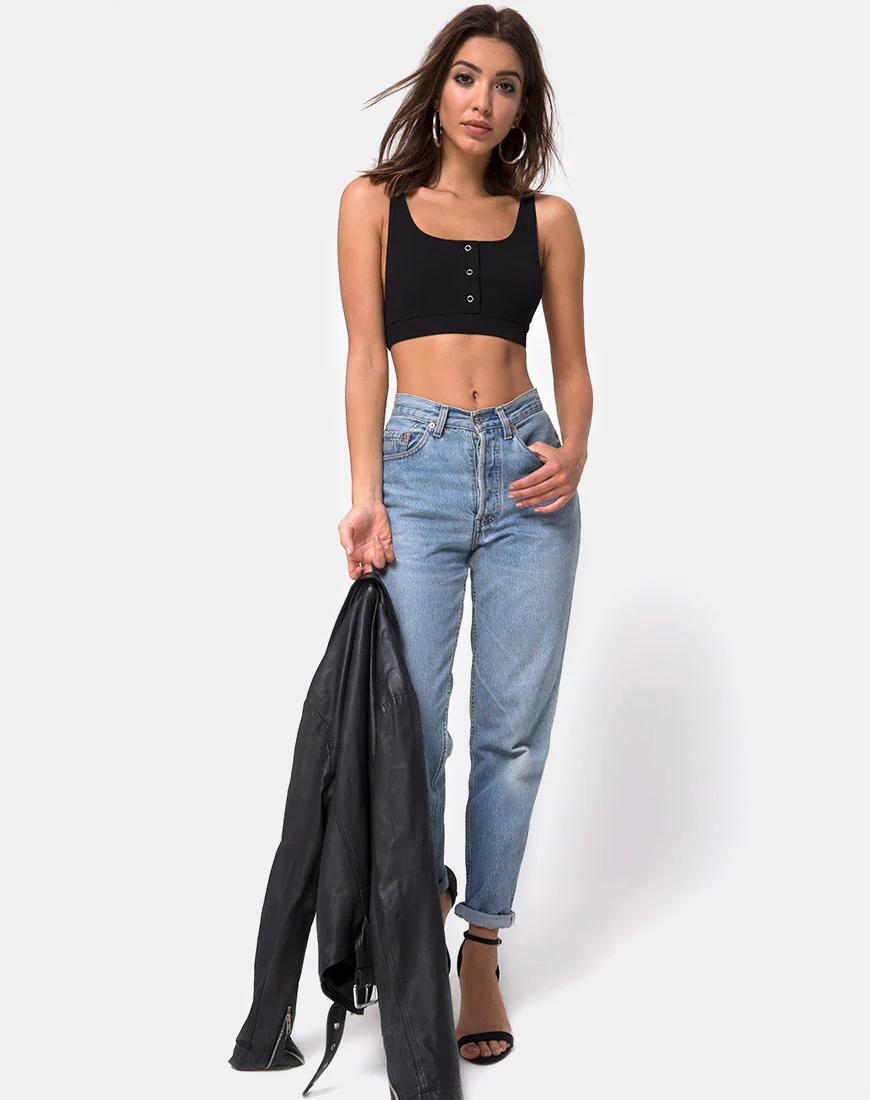 Kalica Crop Top in Rib Black - Image 3