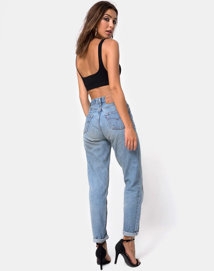 Kalica Crop Top in Rib Black - Image 4