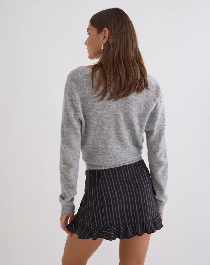 Kalika Mini Skirt in Tailoring Stripe Black - Image 4