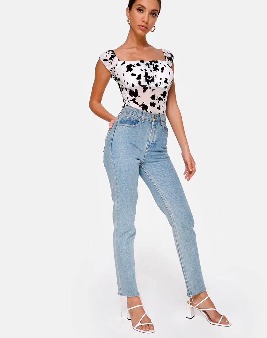 Kalina Bodice in Flock Dalmatian Black and White - Image 3