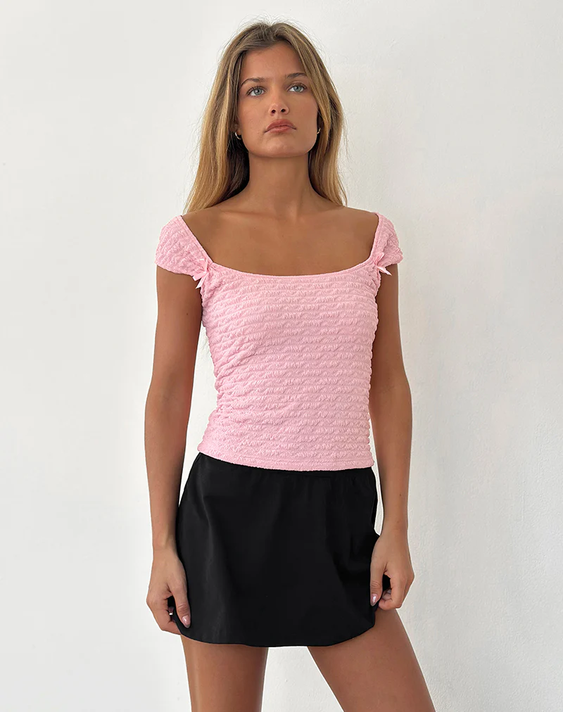Kalisa Bow Top in Textured Pink - Image 5
