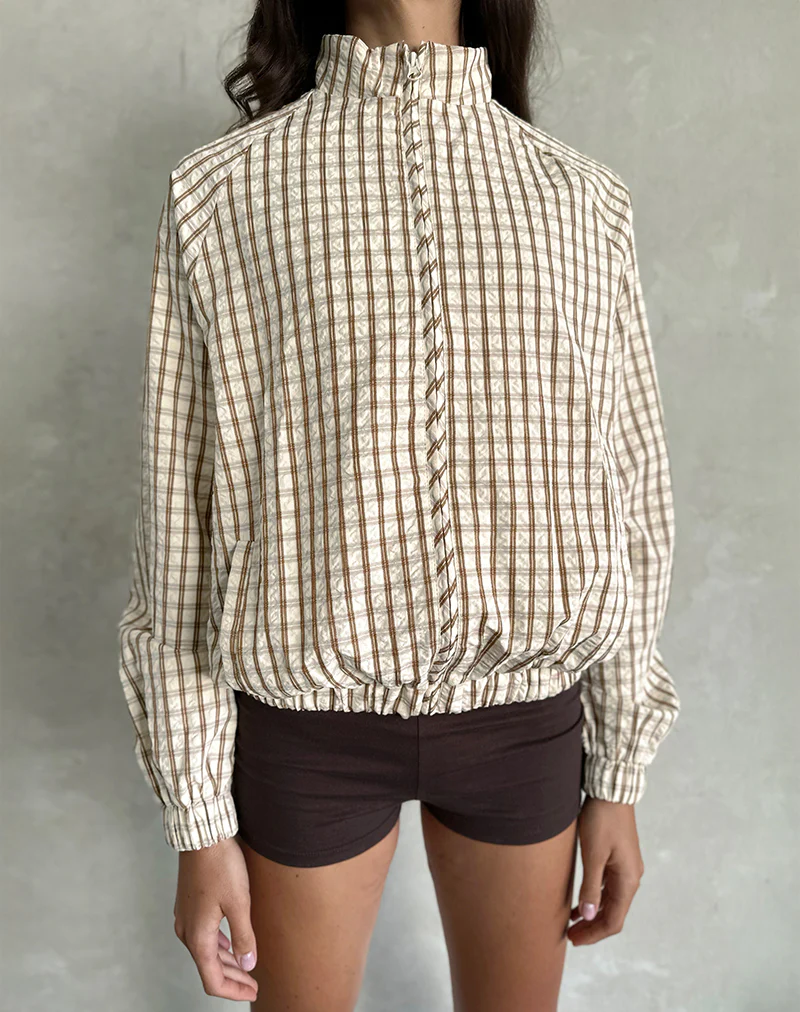 Kalle Shell Jacket in Brown Check - Image 2