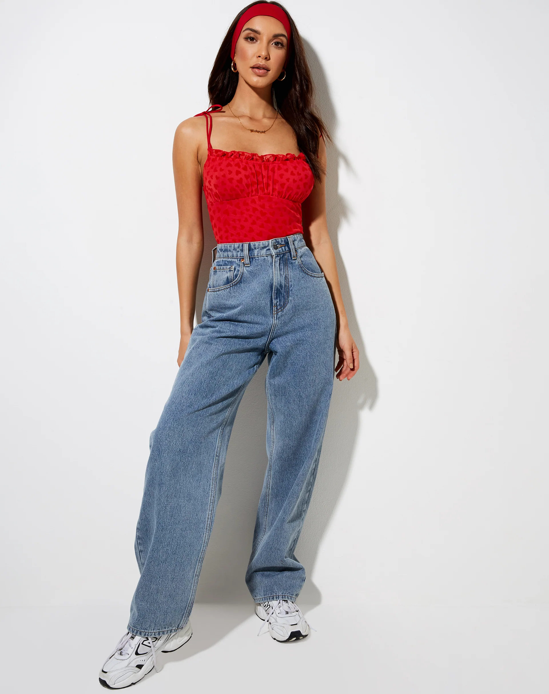 Kalos Cami Top in Red Mesh Red Heart Flock - Image 3