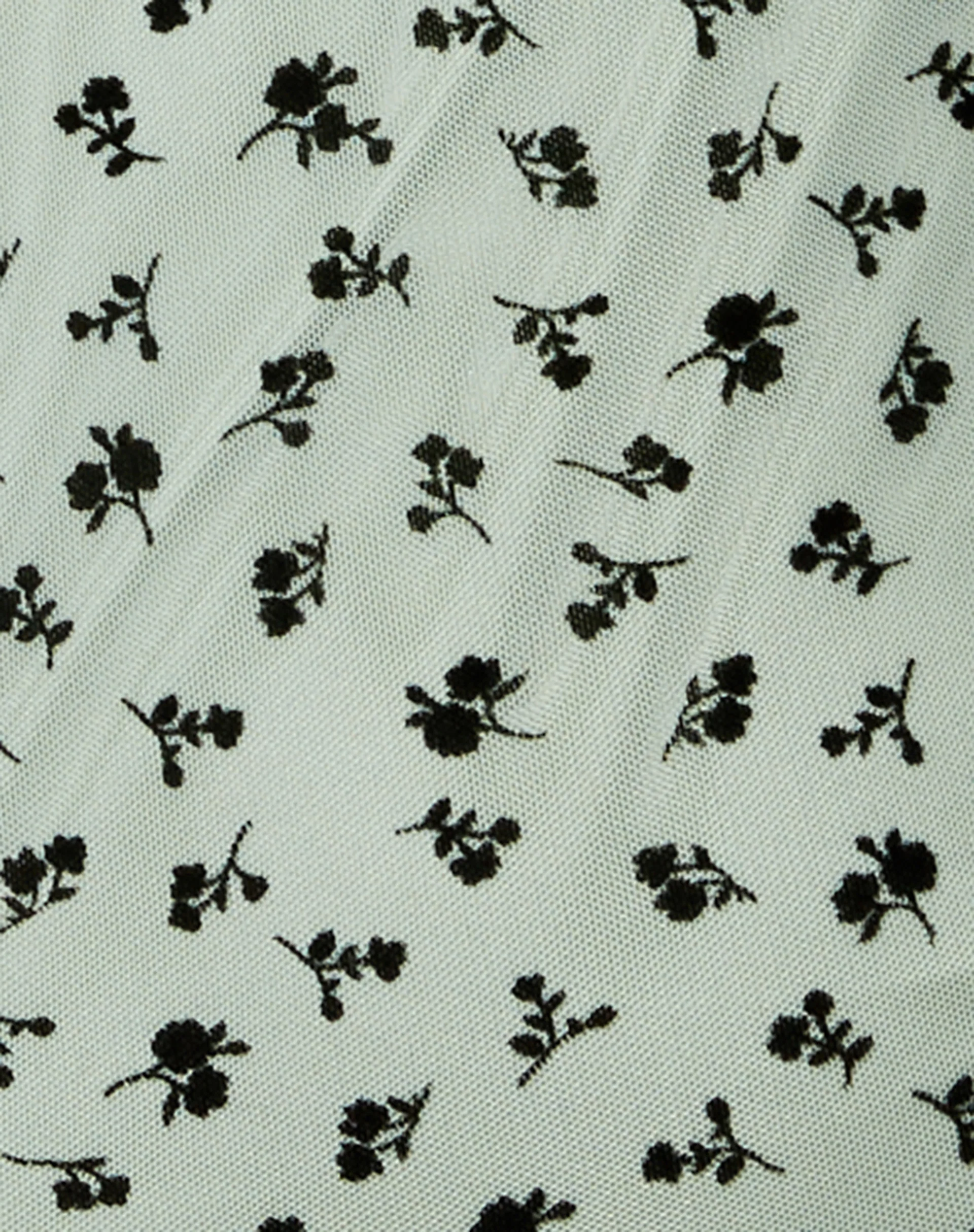 Kalosa Mini Dress in Sage Flower Buds Black Flock - Image 5