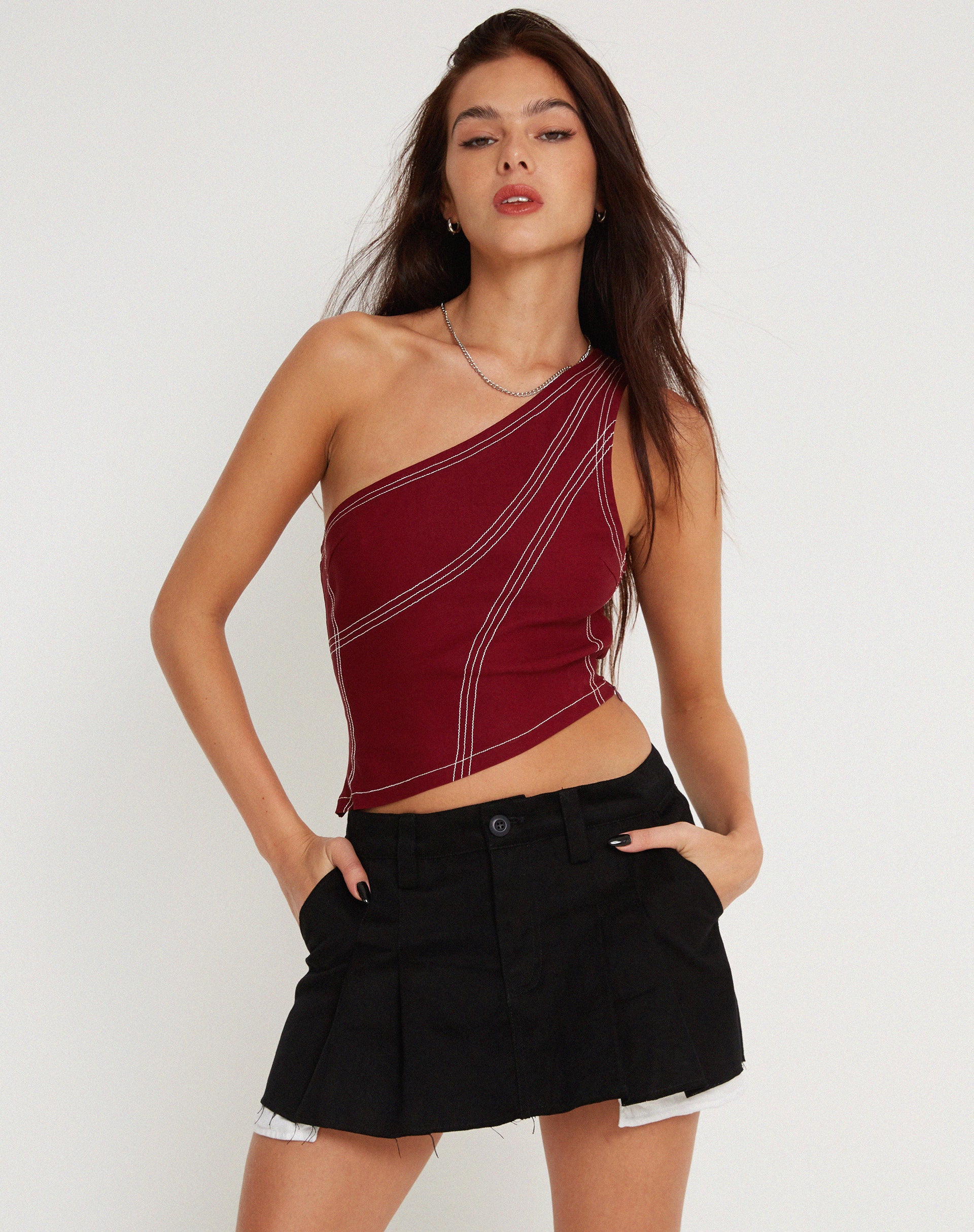 Kamaida Crop Top in Tailoring Redwood - Image 2