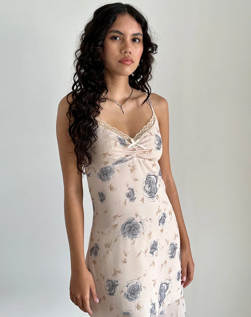 Kamala Midi Dress in Wild Rose Blue - Image 4