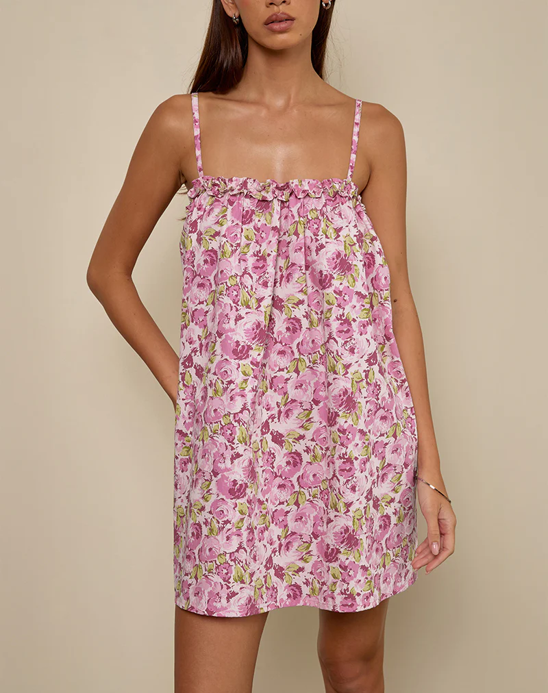 Kamalani Mini Dress in Blossom Floral Pink - Image 3