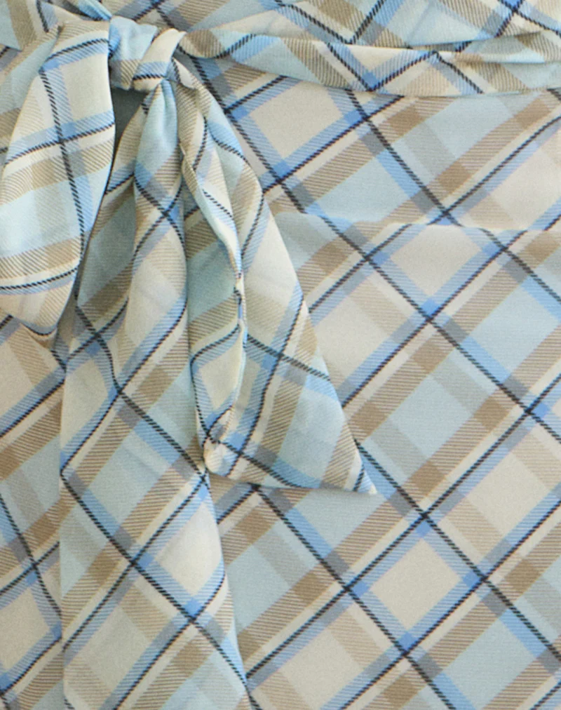 Kamili Midi Skirt in Chiffon Vintage Blue Check - Image 5