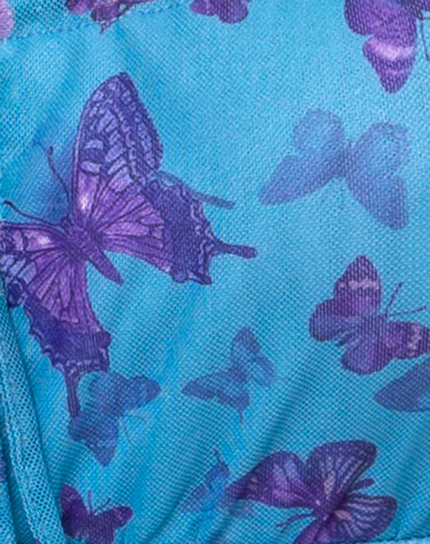 Kamina Bodycon Dress in Mesh Butterfly Azure - Image 4