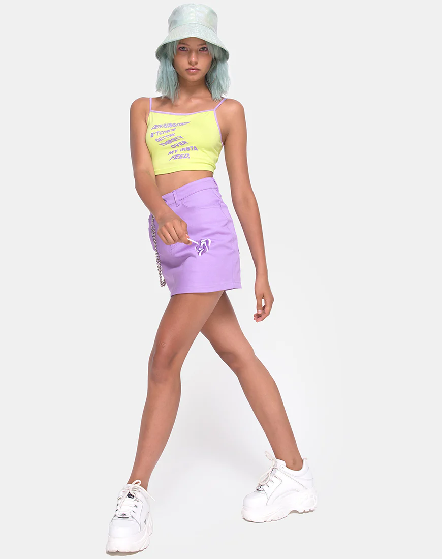 Kamla Crop Top in Lime with Instafeed Text  X Top Girl - Image 2