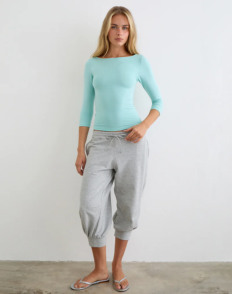 Kamsy Cropped Jogger in Grey Marl - Image 2