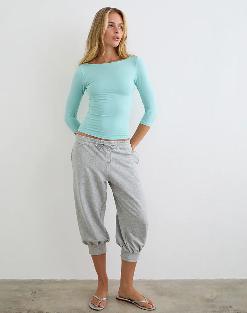 Kamsy Cropped Jogger in Grey Marl - Image 3