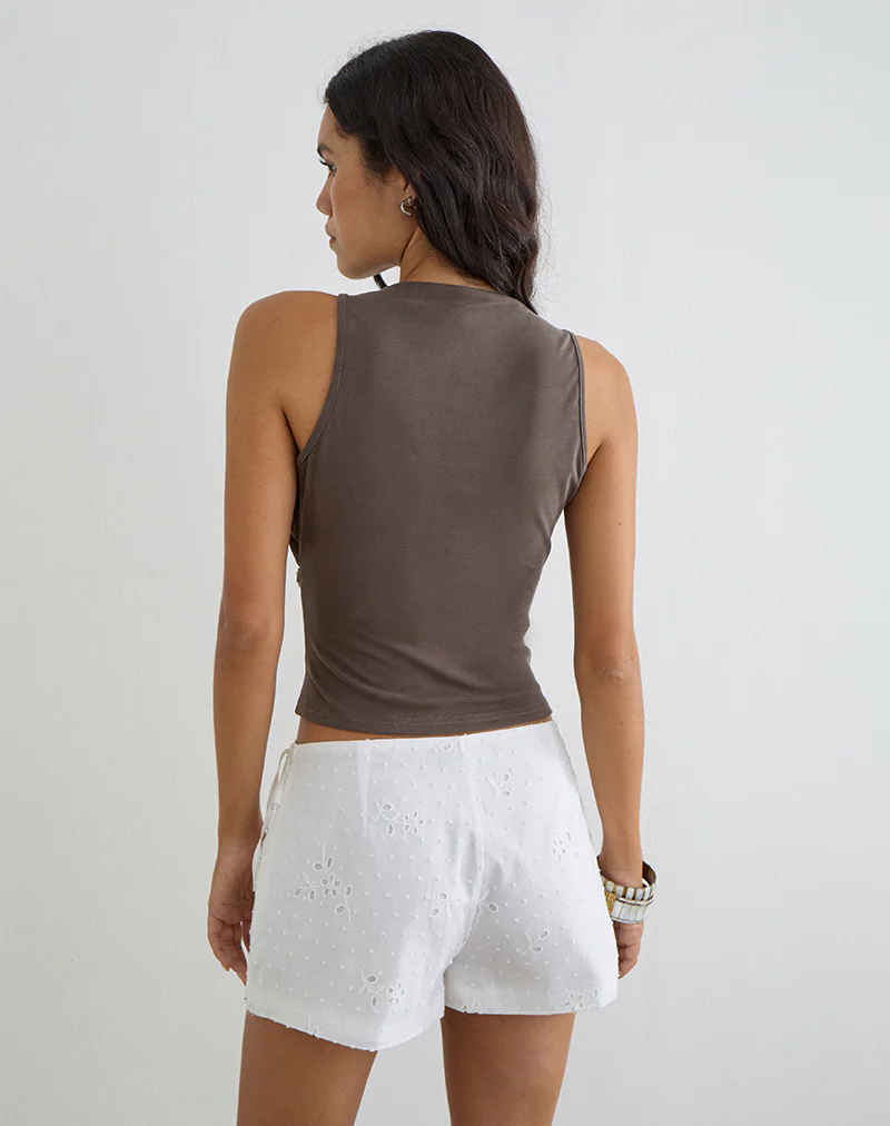 Kanara Wrap Mini Skort in Broderie White - Image 4