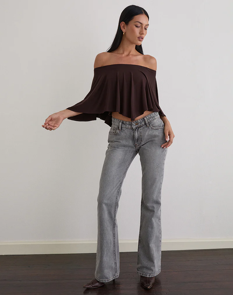 Kanela Slouch Poncho in Jersey Bitter Chocolate - Image 3