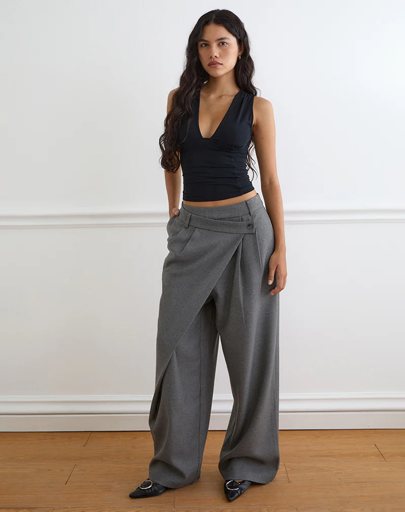 Kanna Asymmetric Trouser in Tailoring Charcoal - Image 3