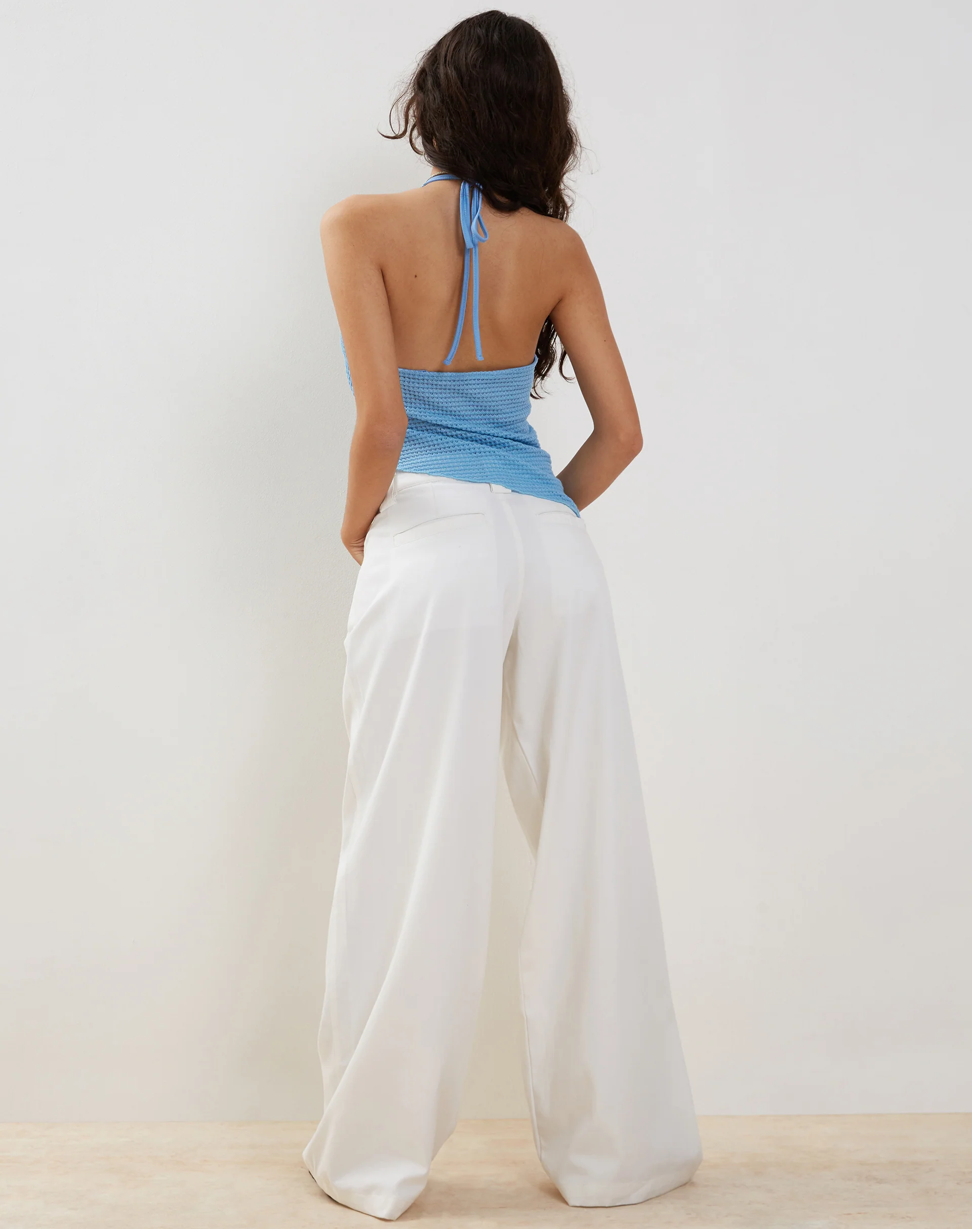 Kaomy Wide Leg Trouser in White - Image 4