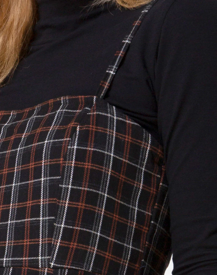 Kaoya Midi Dress in Check Black and Orange - Image 5