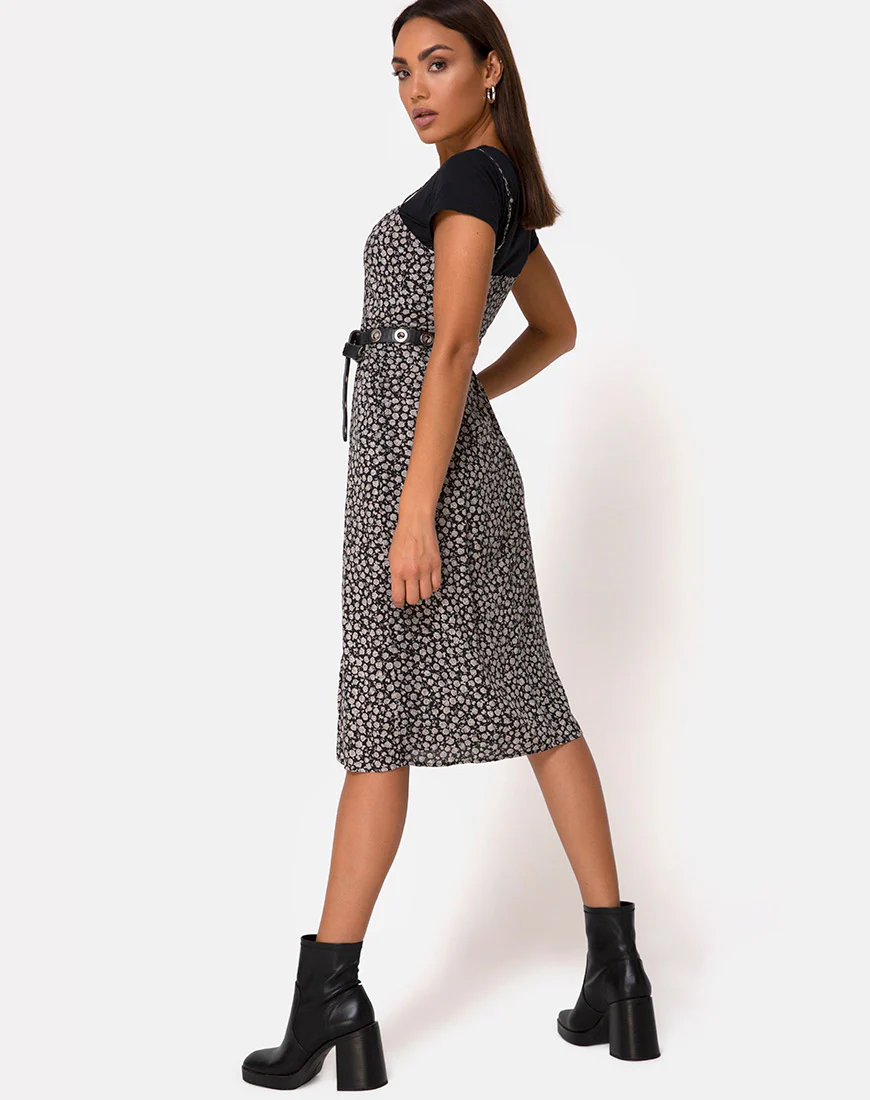 Kaoya Midi Dress in Ditsy Rose Black - Image 2