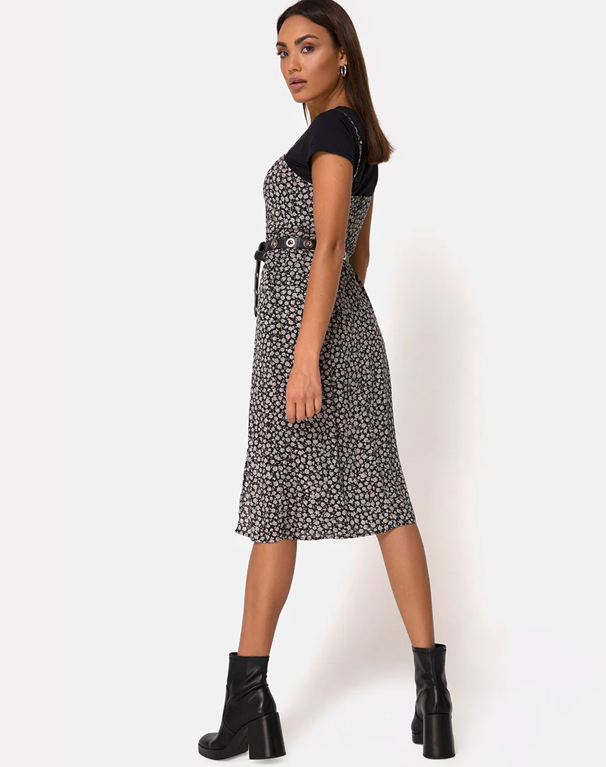 Kaoya Midi Dress in Ditsy Rose Black - Image 4