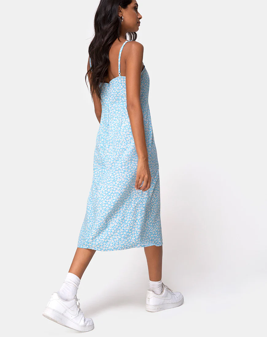 Kaoya Midi Dress in Ditsy Rose Blue - Image 2