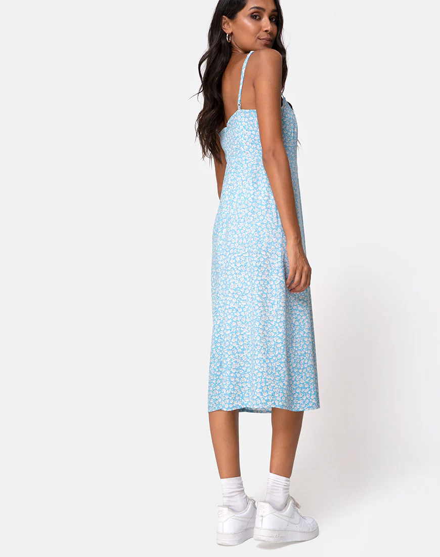 Kaoya Midi Dress in Ditsy Rose Blue - Image 4