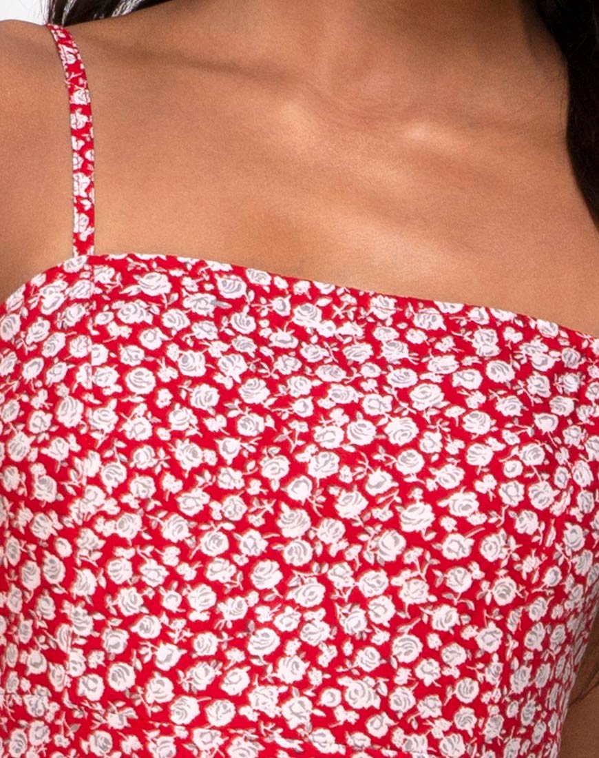 Kaoya Midi Dress in Ditsy Rose Red - Image 5