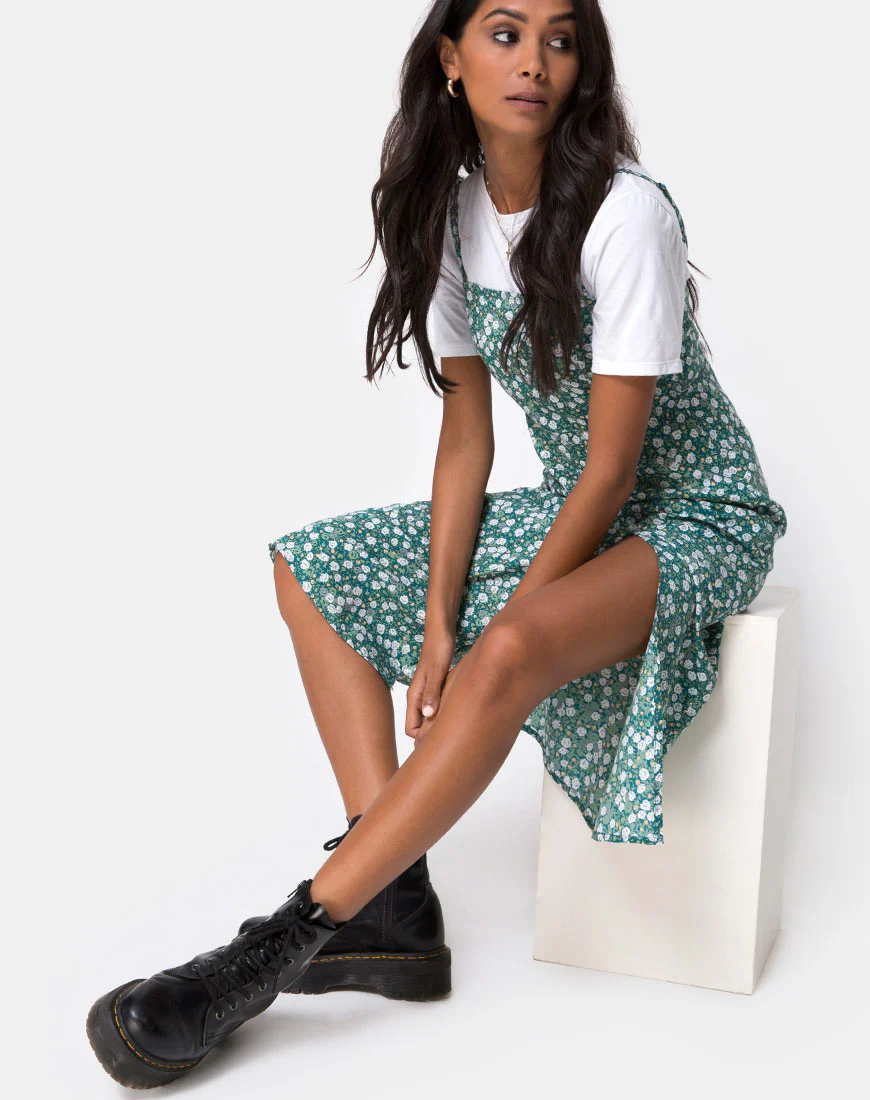 Kaoya Midi Dress in Floral Field Green - Image 3
