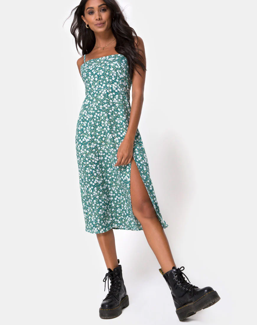 Kaoya Midi Dress in Floral Field Green - Image 5