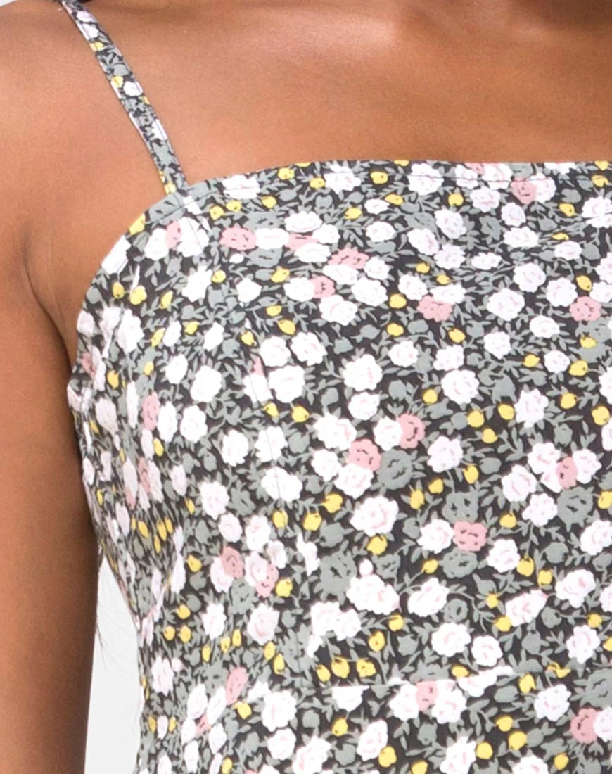Kaoya Midi Dress in Floral Field Olive - Image 5