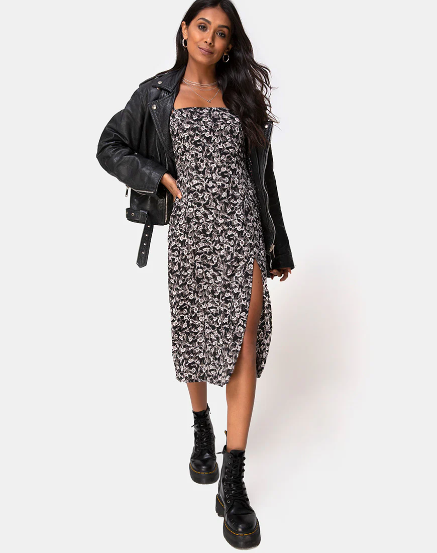 Kaoya Midi Dress in Wild Tulip Black - Image 2