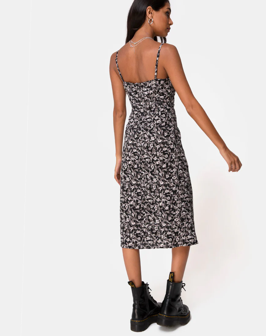 Kaoya Midi Dress in Wild Tulip Black - Image 4