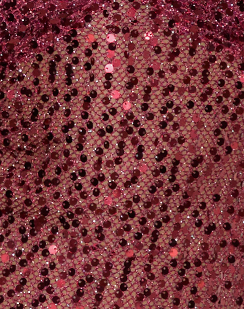 Karachi Triangle Cami Top in Sequin Burgundy - Image 5