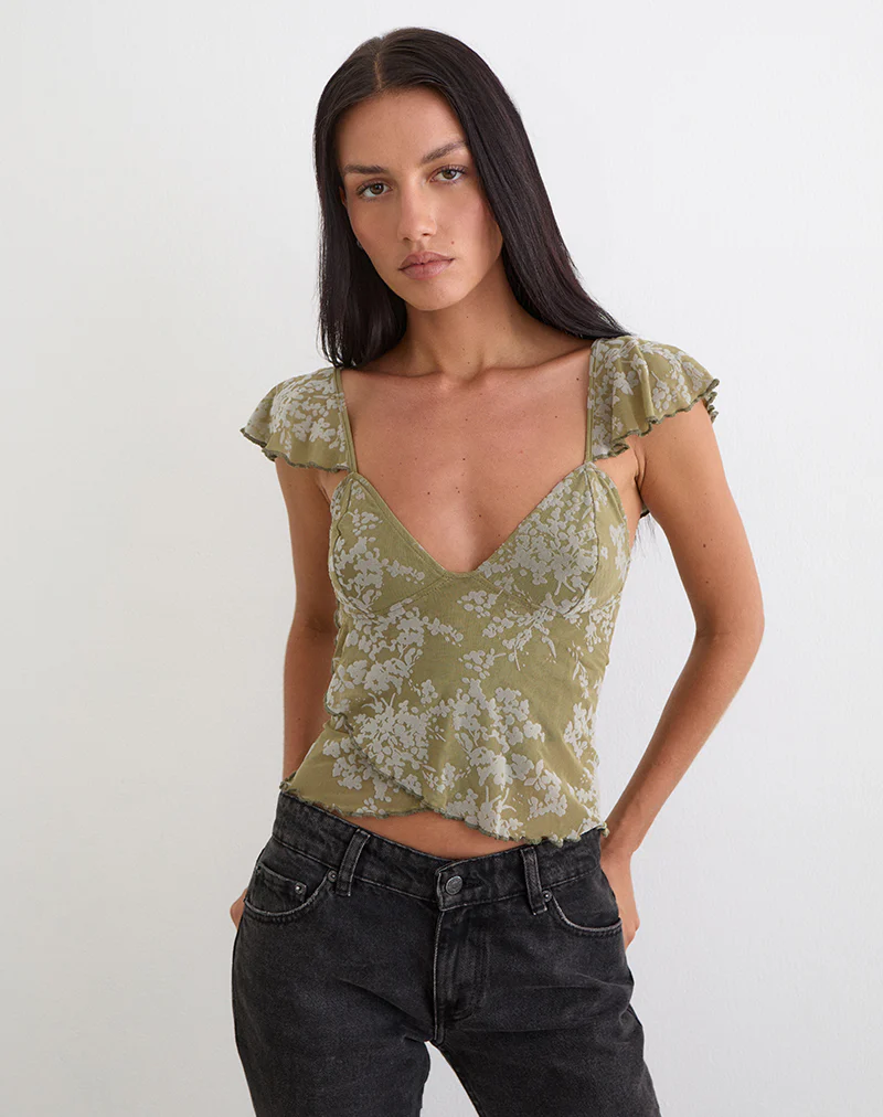 Karaji Top in Moss Petal Olive - Image 5