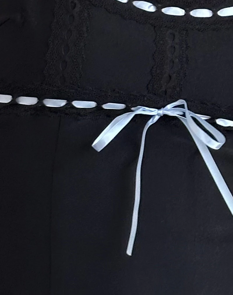 Karda Cami Top in Black with Contrast Ribbon - Image 6