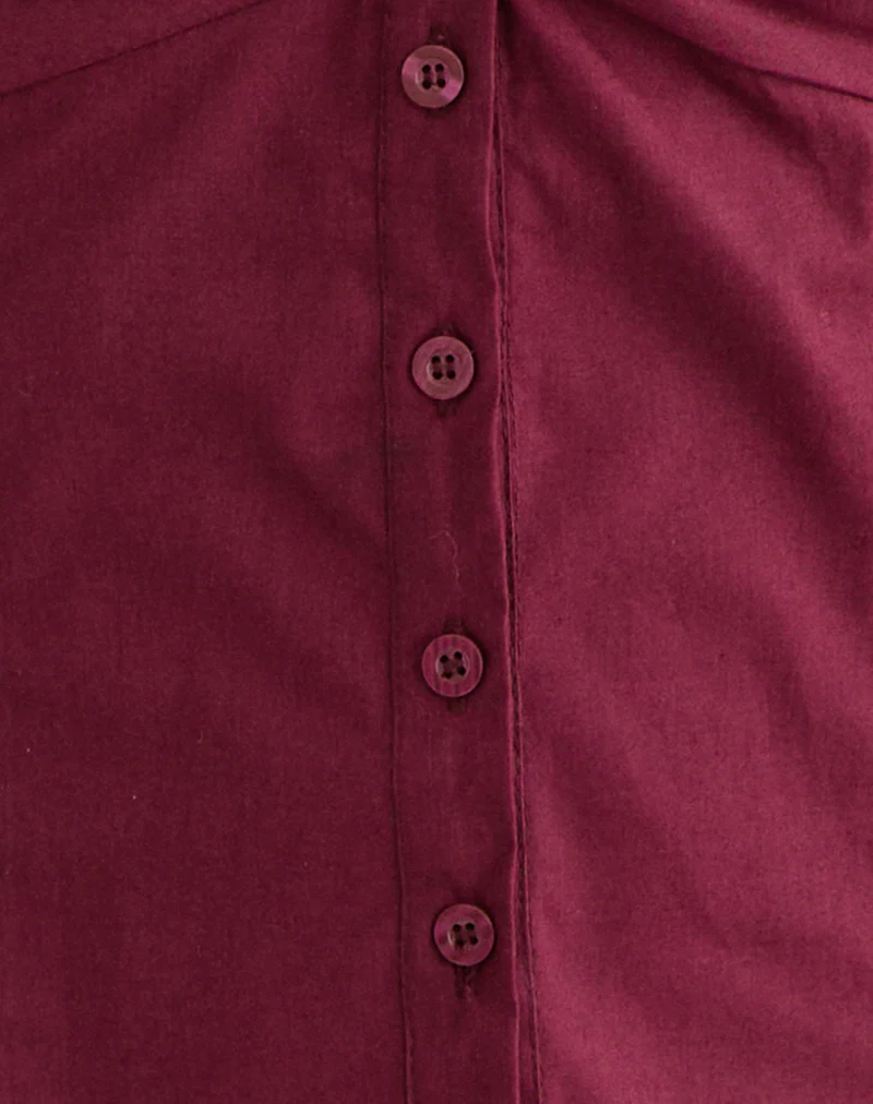 Karis Shirt in Poplin Burgundy - Image 5