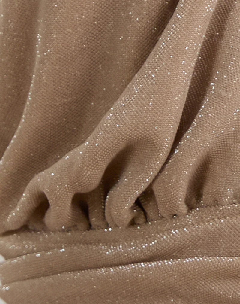 Karise Plunge Top in Glitter Lurex Mesh Cream - Image 6