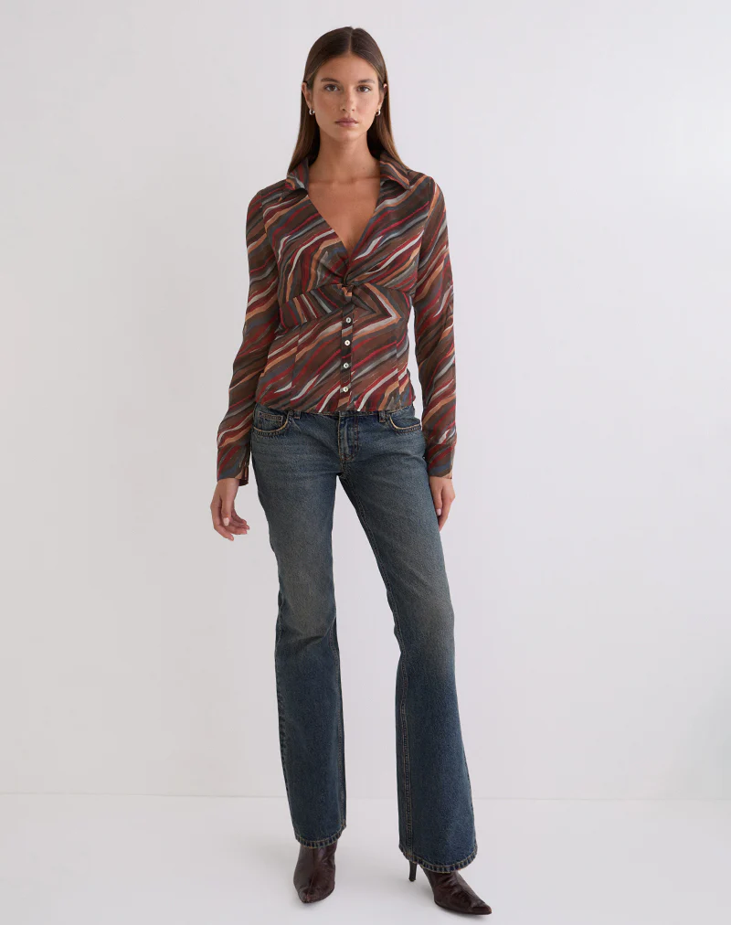 Karisma Shirt in Chiffon 70's Shadow Stripe - Image 3