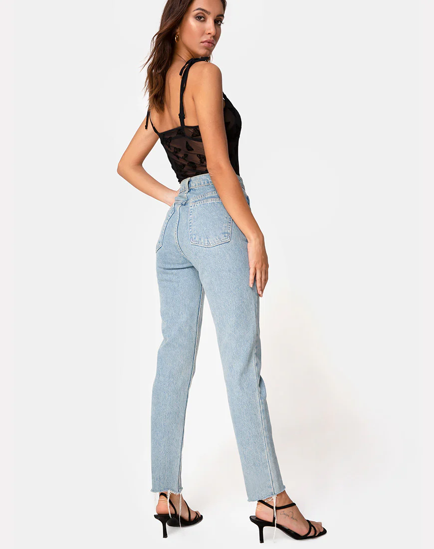 Karmin Bodice in Mesh Black Butterfly Flock - Image 4