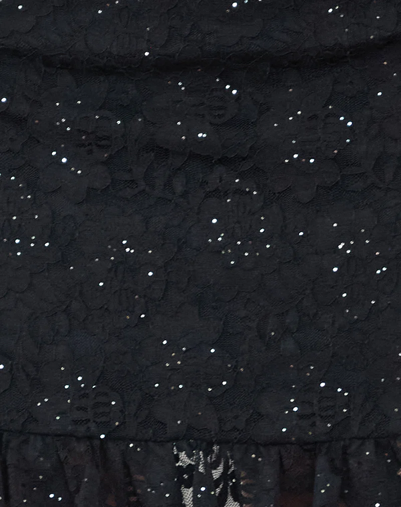 Karsya Mini Skirt in Black Sequin Lace - Image 6