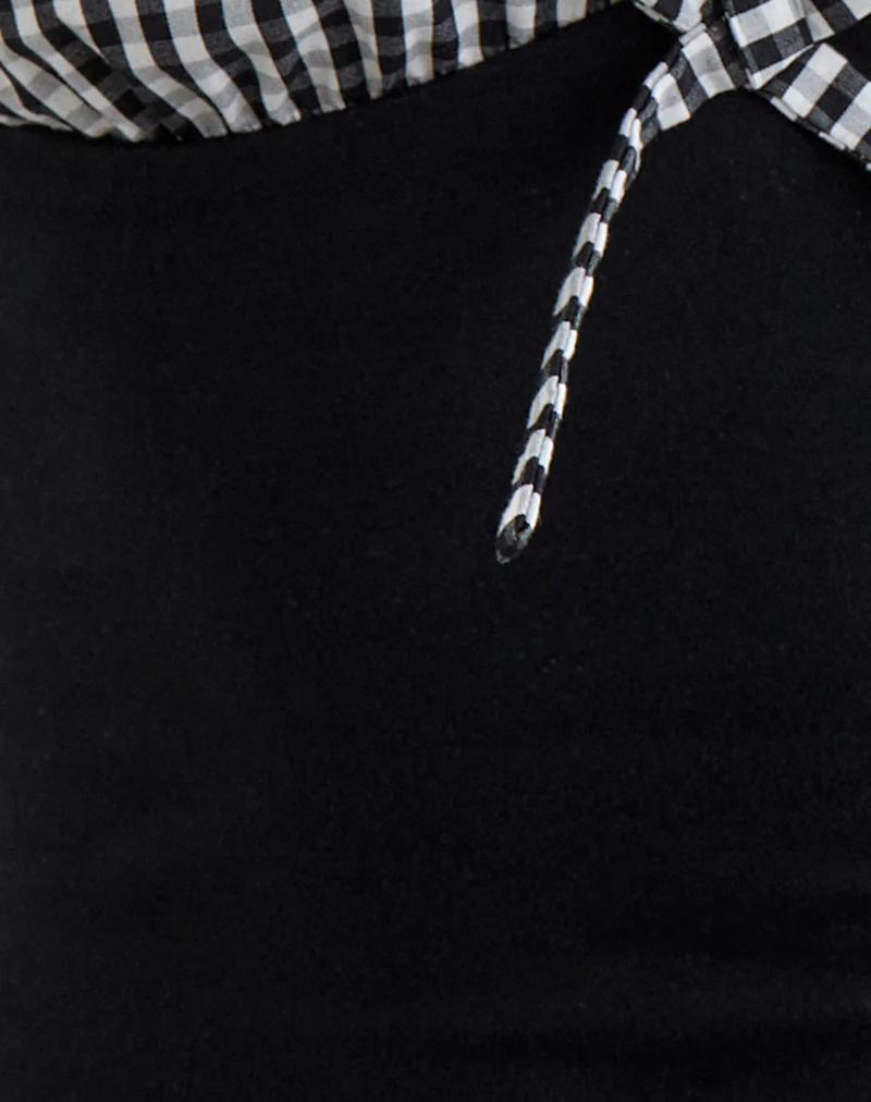 Kary Plunge Top in Mini Gingham Grey and Black Combination - Image 6